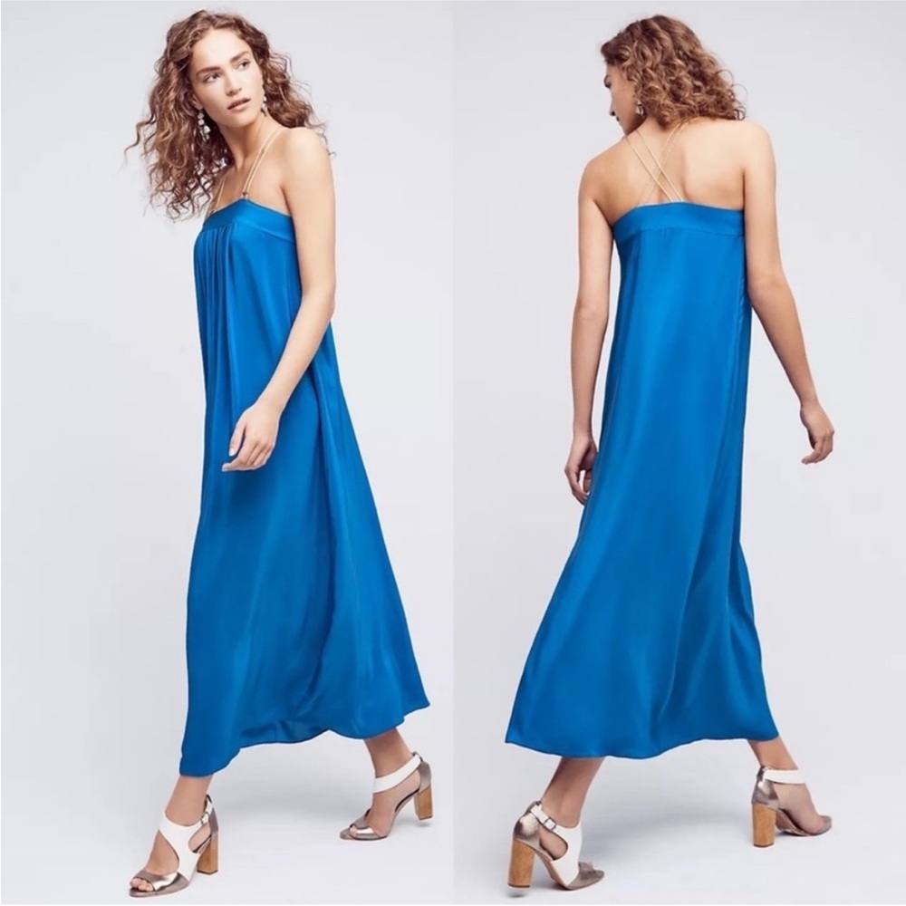NWOT Anthropologie HD in Paris 100% silk Blue Dress size 4